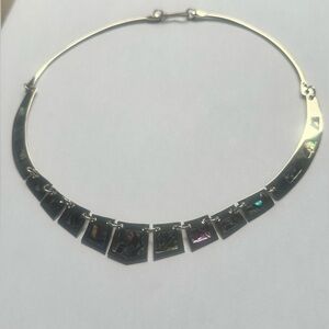 Vintage Abalone Taxco Mexican Alpaca Necklace (N140S)